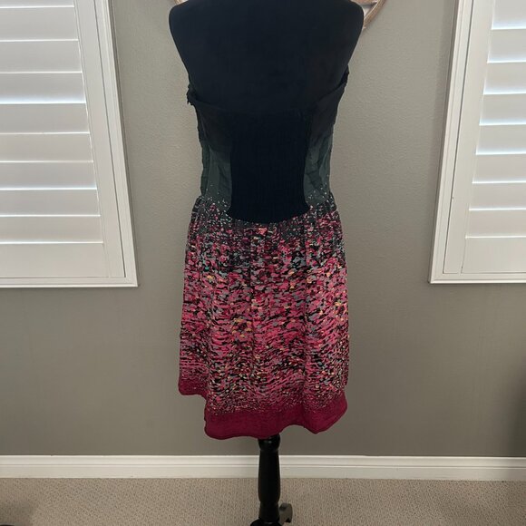 Anthropologie Charlie Jade Mini Dress 100% Silk Strapless Printed Ruched SZL - Picture 10 of 10